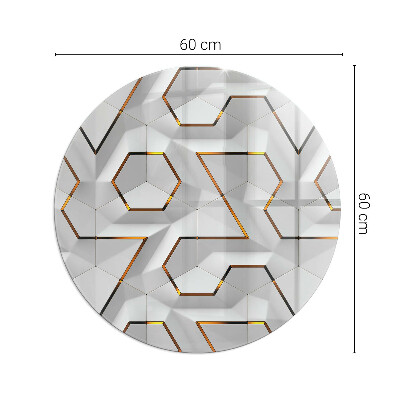 Vetro sotto stufa rotondo Motivo geometrico 3D