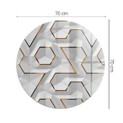 Vetro sotto stufa rotondo Motivo geometrico 3D