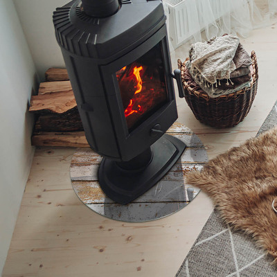 Vetro sotto stufa rotondo Tavola di legno danneggiata