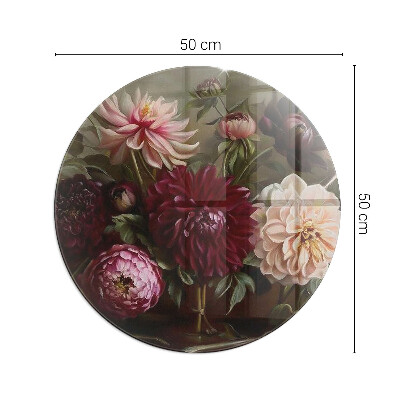 Vetro sotto stufa rotondo Bouquet di fiori in dettaglio