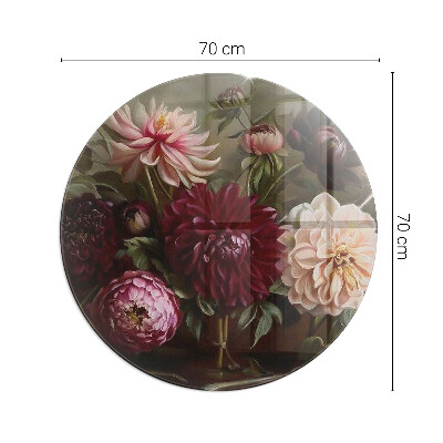 Vetro sotto stufa rotondo Bouquet di fiori in dettaglio
