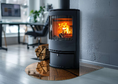 Vetro sotto stufa semi-ovale Venatura del legno in sezione trasversale