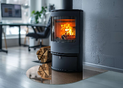 Vetro sotto stufa semi-ovale Modello in legno naturale