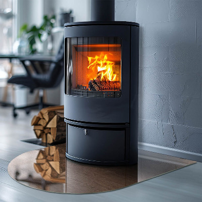 Vetro sotto stufa semi-ovale Modello in legno naturale