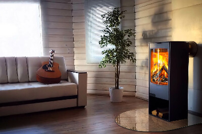 Vetro sotto stufa semi-ovale Modello in legno naturale