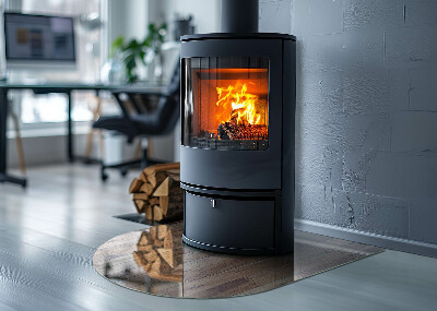 Lastra in vetro per caminetto semi-ovale Tavola di legno nel layout