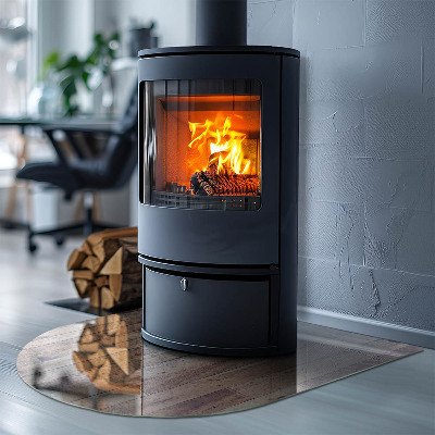 Lastra in vetro per caminetto semi-ovale Tavola di legno nel layout