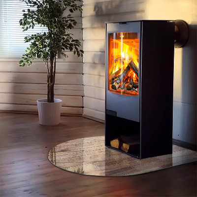 Lastra in vetro per caminetto semi-ovale Tavola di legno nel layout