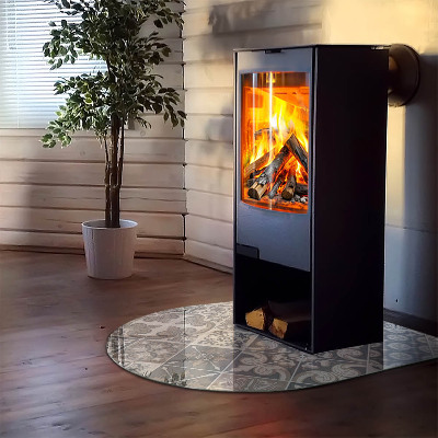 Lastra in vetro per caminetto semi-ovale Motivo decorativo a mosaico