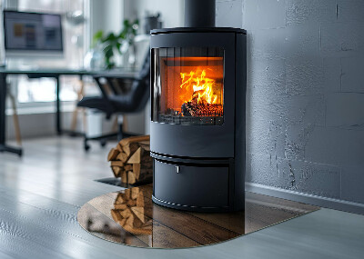 Lastra in vetro per caminetto semi-ovale Tavola di legno con venature