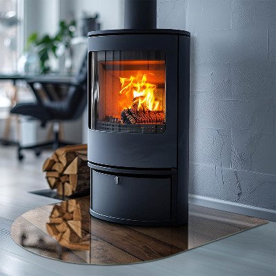 Lastra in vetro per caminetto semi-ovale Tavola di legno con venature