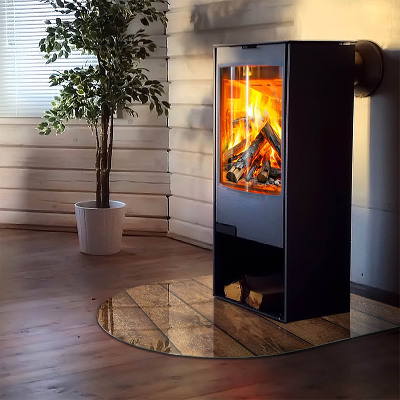 Lastra in vetro per caminetto semi-ovale Tavola di legno con venature
