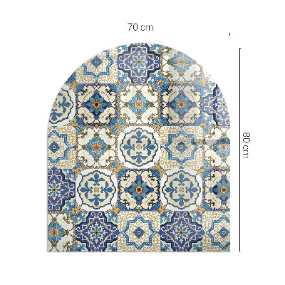 Lastra in vetro per caminetto semi-ovale Motivo a mosaico con fiori