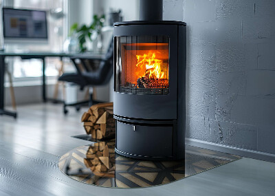Lastra in vetro per caminetto semi-ovale Geometria con il legno