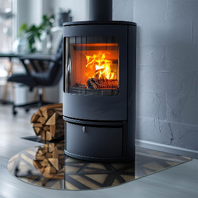 Lastra in vetro per caminetto semi-ovale Geometria con il legno