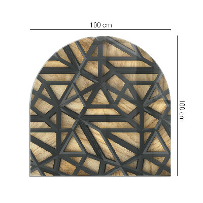 Lastra in vetro per caminetto semi-ovale Geometria con il legno