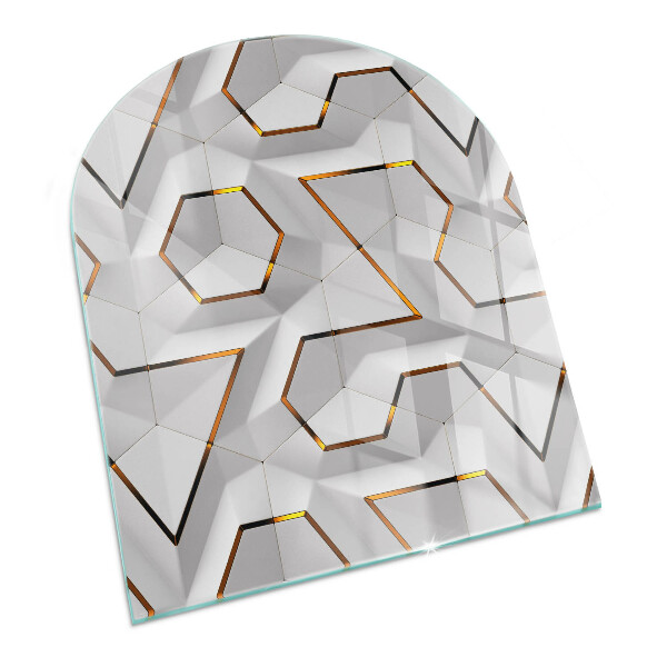 Vetro sotto stufa semi-ovale Motivo geometrico 3D