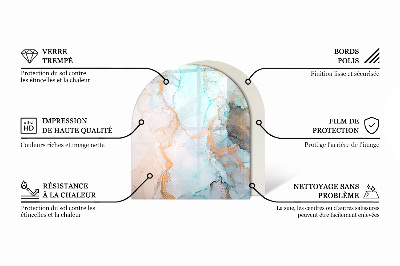 Vetro sotto stufa semi-ovale Motivo geometrico 3D