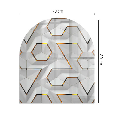 Vetro sotto stufa semi-ovale Motivo geometrico 3D