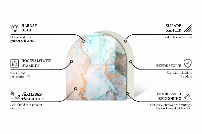 Vetro sotto stufa semi-ovale Motivo geometrico 3D