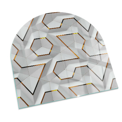 Vetro sotto stufa semi-ovale Motivo geometrico 3D