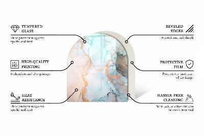 Vetro sotto stufa semi-ovale Motivo geometrico 3D