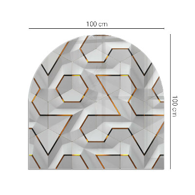 Vetro sotto stufa semi-ovale Motivo geometrico 3D