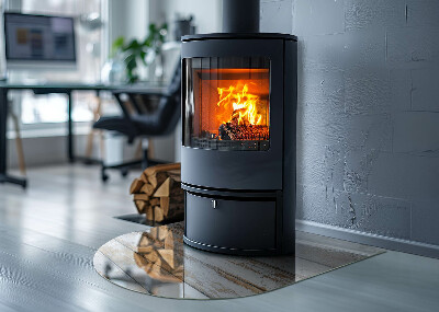 Vetro sotto stufa semi-ovale Tavola di legno danneggiata