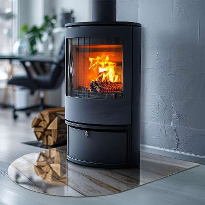 Vetro sotto stufa semi-ovale Tavola di legno danneggiata