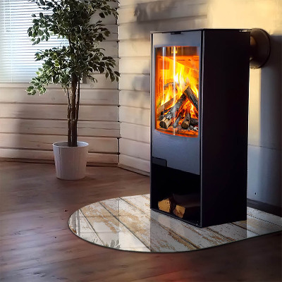 Vetro sotto stufa semi-ovale Tavola di legno danneggiata