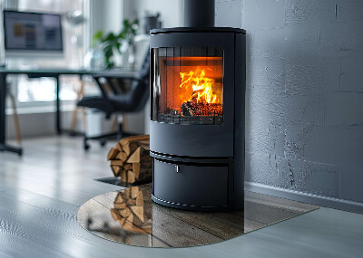 Vetro sotto stufa semi-ovale Tavole di legno naturale