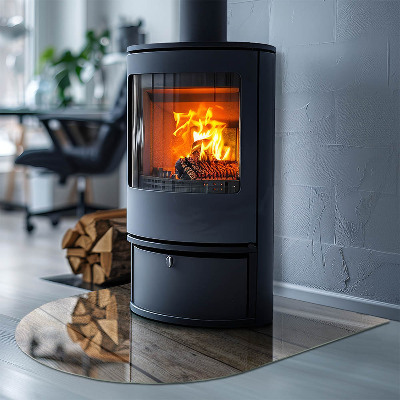 Vetro sotto stufa semi-ovale Tavole di legno naturale