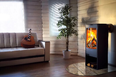Vetro sotto stufa semi-ovale Tavole di legno naturale
