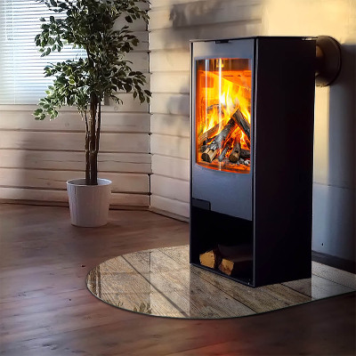 Vetro sotto stufa semi-ovale Tavole di legno naturale