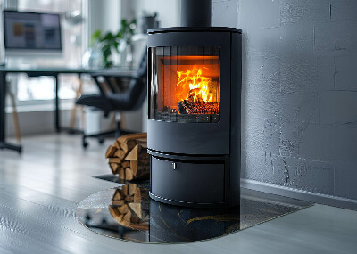 Lastra in vetro per caminetto semi-ovale Foglie eleganti nella consistenza