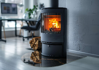 Lastra in vetro per caminetto semi-ovale Marmo elegante con venature