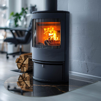 Lastra in vetro per caminetto semi-ovale Marmo elegante con venature