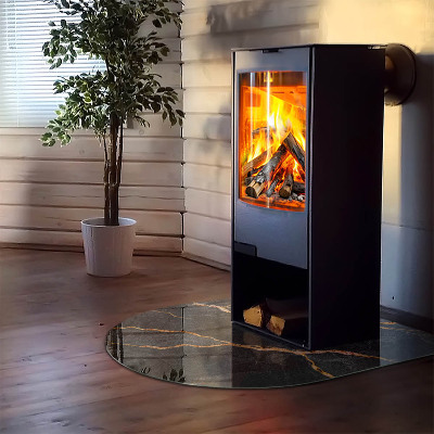 Lastra in vetro per caminetto semi-ovale Marmo elegante con venature