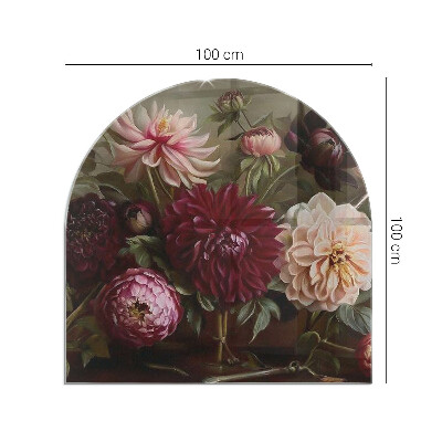 Vetro sotto stufa semi-ovale Bouquet di fiori in dettaglio