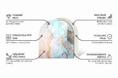 Vetro sotto stufa semi-ovale Foglie tropicali sullo sfondo