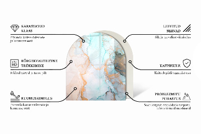 Vetro sotto stufa semi-ovale Foglie tropicali sullo sfondo