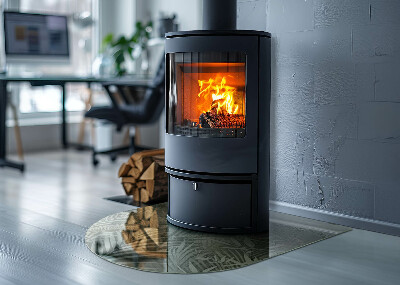 Vetro sotto stufa semi-ovale Foglie tropicali sullo sfondo