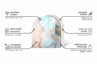 Vetro sotto stufa semi-ovale Foglie tropicali sullo sfondo