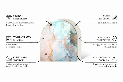 Vetro sotto stufa semi-ovale Foglie tropicali sullo sfondo