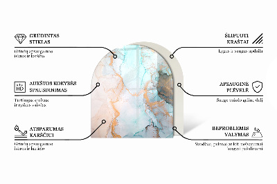 Vetro sotto stufa semi-ovale Foglie tropicali sullo sfondo