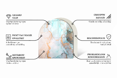 Vetro sotto stufa semi-ovale Foglie tropicali sullo sfondo
