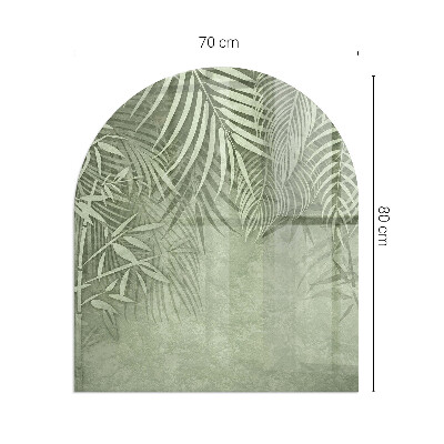 Vetro sotto stufa semi-ovale Foglie tropicali sullo sfondo