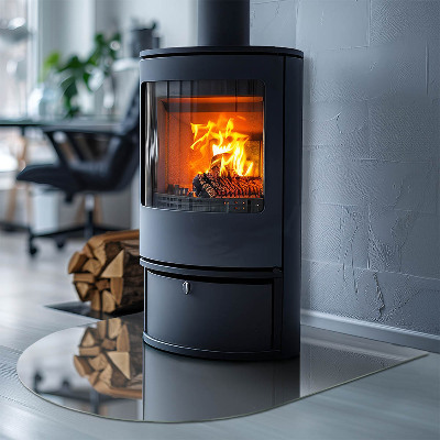 Vetro sotto stufa semi-ovale Colore grigio