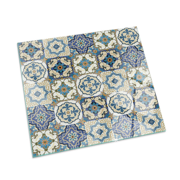 Vetro sotto stufa rettangolare Motivo a mosaico con fiori
