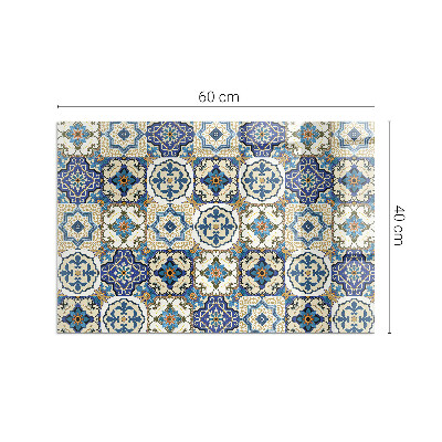 Vetro sotto stufa rettangolare Motivo a mosaico con fiori